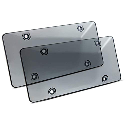 2 pcs License Plates Shields/Cover Tinted Clear Smoked Design, Unbreakable Fits All Standard 6x12 Inches Novelty/License Plates.Protect Your Front & Back License Plates. Includ Screws - Thumbnail 2