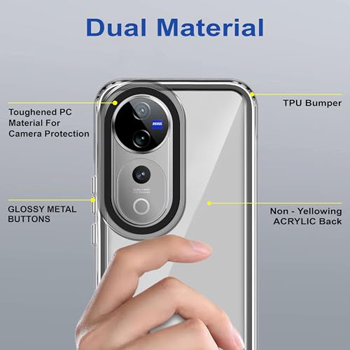 Image of amazon basics Back Case Cover for Vivo V40 Pro 5G | Compatible for Vivo V40 Pro 5G Back Case Cover | Case Cover with Camera Protection | (TPU + PC | Translucent Black)