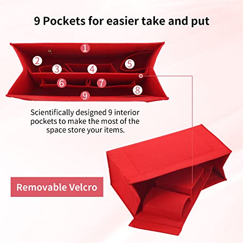 Bag Organizer For Onthego Premium Felt Purse Organizer Insert For Tote Handbag With Zipper Pocket (X-Large, Gm, Red) #TOP3