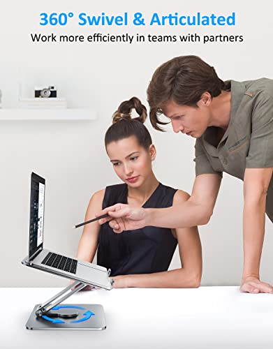 Gladgogo Laptop Ständer, Verstellbarer Ergonomischer Notebook Ständer, Belüfteter Aluminium-Notebookhalter für Schreibtisch Kompatibel mit Allen Laptops 10-17" (Silber) – Bild 3