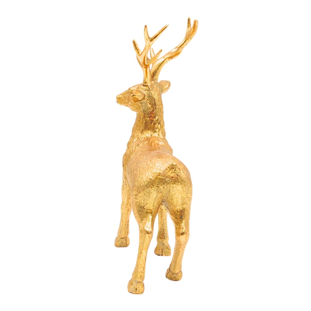 Dekohelden24 Ceramic Decorative Figurine, Modern Decorative Statue, Country House Sculpture as Deer in Gold Glitter, Standing - Image 3