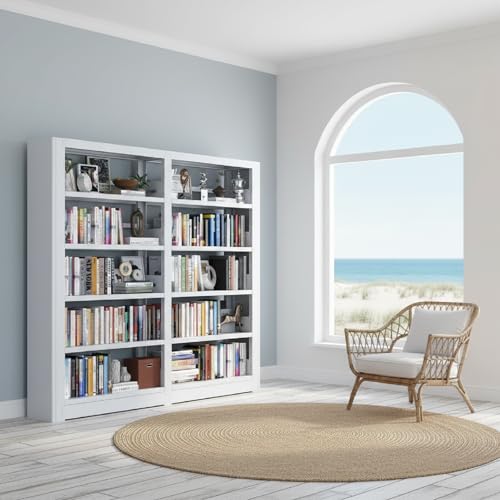 Image of VASAAOSD Bookshelf, Heavy Duty Metal Book Shelf, 69 inch Tall White, 1+1 Set | Adjustable Shelves, 280lbs Shelf Capacity, Industrial Large Office Bookcase, Display Book Organizer, For Living Room Library