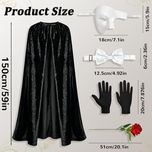 5 Pcs The Opera Costume Accessories Men Halloween Masquerade Costume Set by Beuonkig - Used condition - Image 3