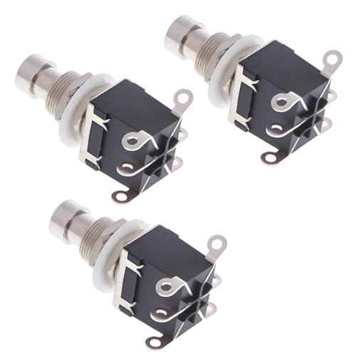 LKRXW 3 Stück DPDT 6-polig Gitarren Effektpedal Fußschalter True Bypass Gitarrenschalter Momentschalter Gitarreneffekt Pedal Schalter Druckknopf Fußtaster AC 250V/3A 125V/6A