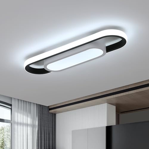 Mckalen Plafón LED Techo Salon, Lámpara de Techo Moderno Dormitorio 24W 3000LM, Luz de Techo Rectangular Design para Comedor, Corredor, Pasillo, Blanca Fría 6500K, 40CM