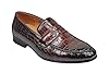 Mens Classic Crocodile Print Faux Leather Penny Loafers Formal Slip on Shoes[U5961-6-MARRON-8 UK] Brown #1