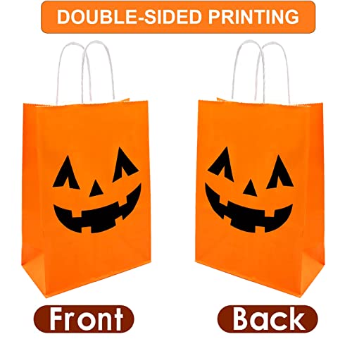 12 Pieces Halloween Pumpkin Gift Candy Bags, Halloween Paper Bags With Handle Trick Or Treat Bags Party Favor For Halloween Party Decorations #TOP2