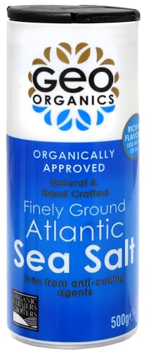 Image of Geo Organics Atlantic Sea Salt Shaker 500g (Pack of 6) | Organically Approved Fine Sea Salt | Natural & Hand Crafted | Additive-Free, Non-GMO, Gluten-Free, Vegan | Free From Anti-Caking Agents