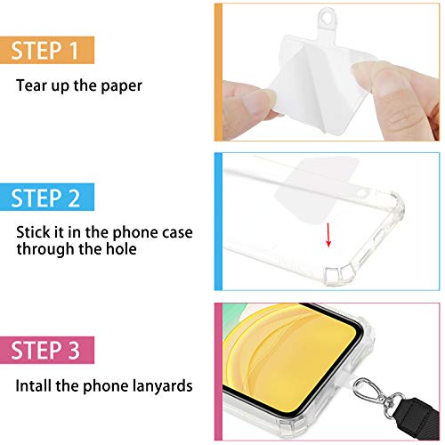 Phone Lanyard, SHANSHUI Adjustable Crossbody Around Neck Lanyard and Wrist Strap Tether Phone Charms with 4 Sticky Pads Compatible with iPhone,Samsung Galaxy and All Smartphones-Black