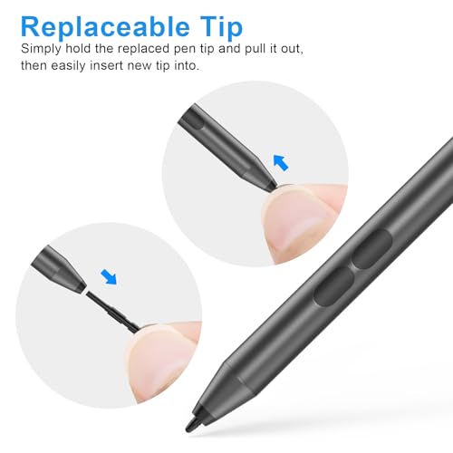 Image of Surface Pro Stylus Pen - Compatible With Surface Book /Laptop /Go /3, Palm Rejection, 1024 Pressure Sensitivity (Grey)