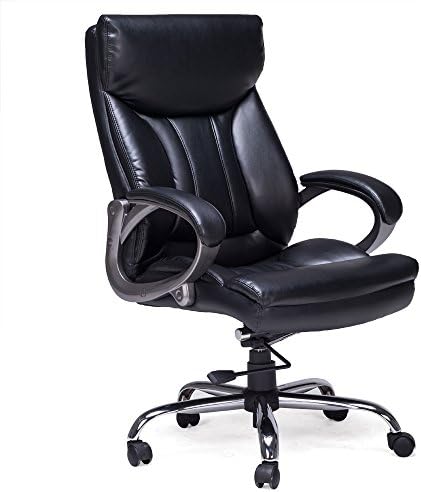 Statesville Executive Office Chair Big & Tall Thick Padding with Adjustable Lumbar Support Comfortable Dual Padding High-Back Bonded Leather Chair (Black)