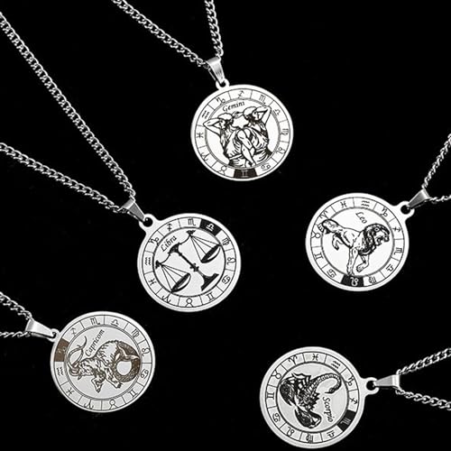 Caimeytie herren Sternzeichen Halskette und Armband Set- Sternbild halskette edelstahl-Münzanhänger-Elastisches Perlenarmband-Geburtstagsgeschenk Schmuck (Steinbock (Geburtsdatum:12/22-1/19))