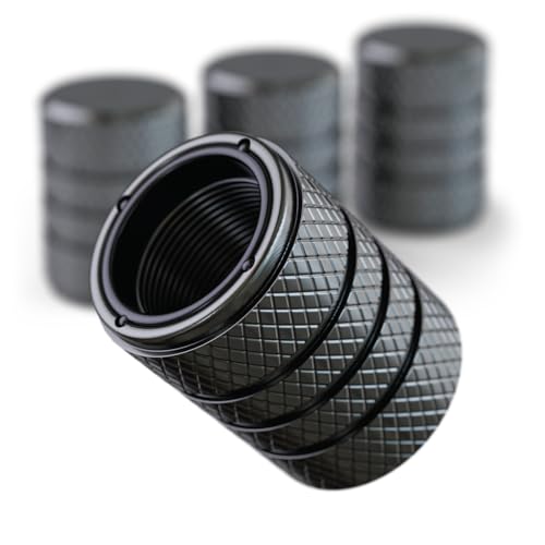 PC Autoworks Aluminum Tire Valve Stem Caps – Anti-Rust, Premium Anodized Aluminum, Corrosion-Resistant, Easy Install, Universal Fit for Car, Truck, Bike, SUV – 1 Pack/Set of 4 (Slate Gray)