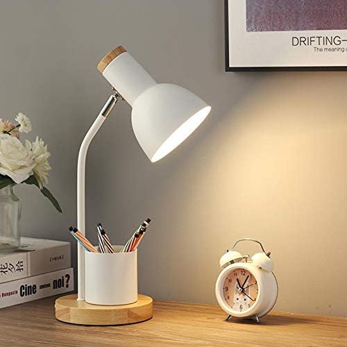 LITFAD Adjustable Iron Dome Task Light Study Lighting Nordic LED Reading Book Light Modern LED Table Light Bedside Lamp with Pen Container for Bedroom Study Room Office Reading-Eye-Caring - Green