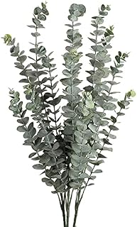 3PCS Artificial Eucalyptus Stems Leaves Fake Eucalyptus Plants 87cm Long Stem with 5 Branches Heads Faux Eucalyptus for Flower Arrangement Home Office Wedding Party Greenery Decoration