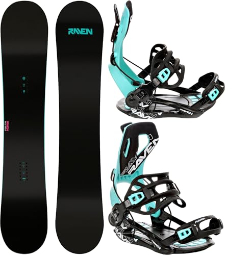 RAVEN Snowboard Set: Snowboard Pure Mint + Bindung FT360 Black (Snowboard 150 cm + Bindung S, FT360 Mint)