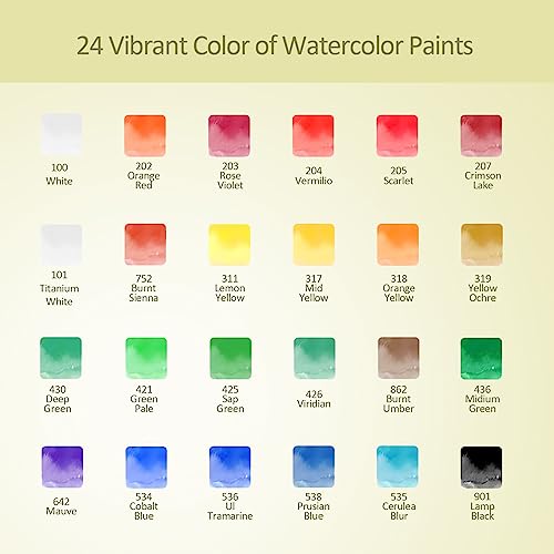 Colorful Kids Watercolor Paint Set Of 24 Colors Art Painting Kit Supplies For Stusent & Hobby Painters, Rich Pigments Non -Toxic Water Colors Paint For Watercolor Paper #TOP1