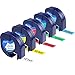 5X Replacement Dymo Plastic Letratag Label Tape (Black on White/Yellow/Red/Blue/Green), 12 mm x 4m, for LT100H, LT100T, QX50, XR, XM, 2000