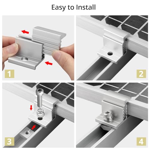 Anbte Solar Panel Mounting Brackets, 40pcs Aluminum Solar Panel End Clamp 30-45mm Adjustable Z Brackets Solar Panel Mounting Kit for Metal Roof, Tin Roof, Flat Roof, Sheet Roof, Silver - Thumbnail 5