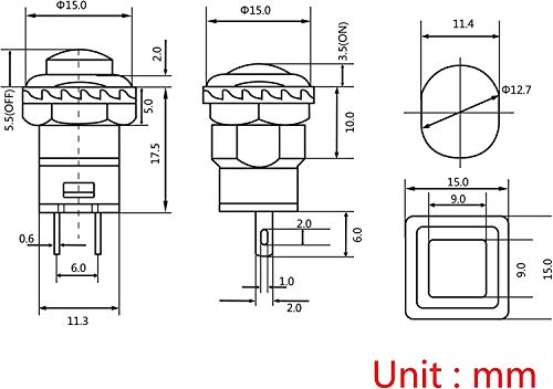 RUNCCI-YUN 25 Stück Mini Momentary Push Button Schalter, Rund Drucktaster 12mm, 12mm Momentanen Druckschalter, Mini DruckTaster, 3A / 125VAC; 1.5A / 250VAC.(5 Farben)