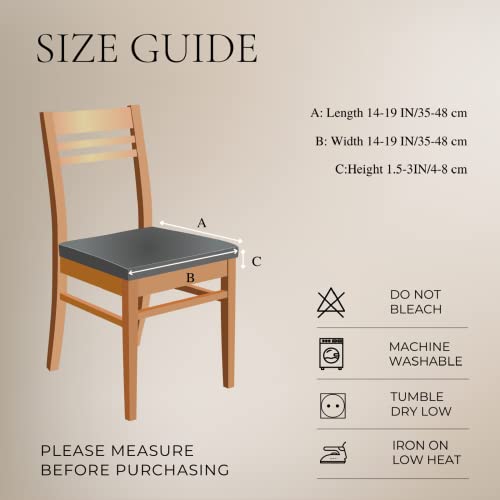Image of SearchI Water Repellent Seat Covers for Dining Chairs, 4 Pack Jacquard Stretch Dining Room Chair Seat Covers, Kitchen Chair Seat Covers Protectors(Grey Foliage)