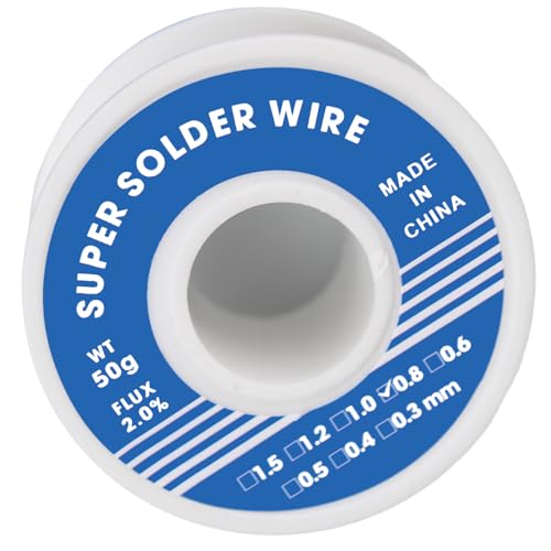 1 Pezzi 0.8mm 50g stagno, stagno per saldare, filo per saldatura elettronica su rotolo, contenuto di fondente 2,5%, per saldatura elettrica e fai da te