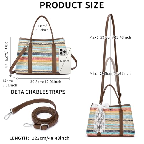 Bolso playa tejido Straw Tote para mujer verano miniatura 3