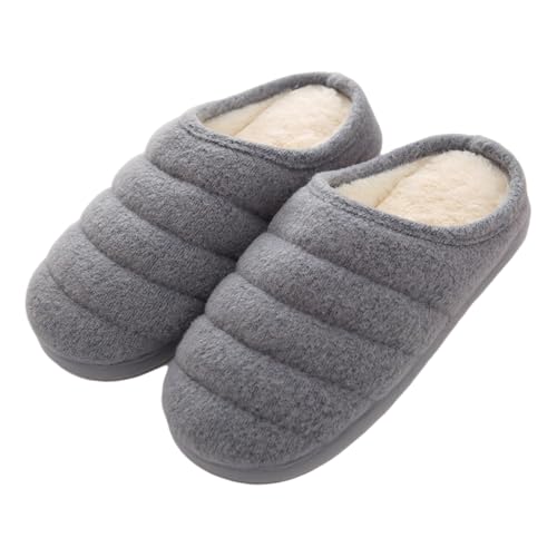 Fuzzy Plush Closed Toe House Slippers for Women Indoor Soft Warm Slip-On Bedroom Shoes Bullet Points