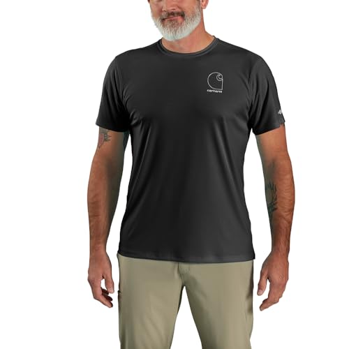 Carhartt Mens Force Sun Defender Lightweight Short-Sleeve Logo Graphic T-Shirt Black Medium