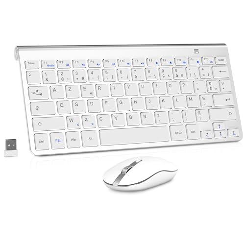 cimetech Ensemble Clavier et Souris sans Fil Silencieux, 2,4G Récepteur USB, AZERTY Mini Clavier...