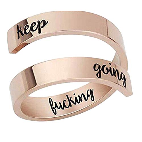 Preisvergleich Produktbild LucBuy Edelstahl Keep Eng Gravierte Inspirierende Geschenke Verstellbare Ringe Schmuck für Männer Frauen Teenager