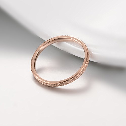 Fashion Month Womens 2mm Stainless Steel Rose Gold Sand Blast Finish Wedding Band Engagement Domed Thin Edge Ring3