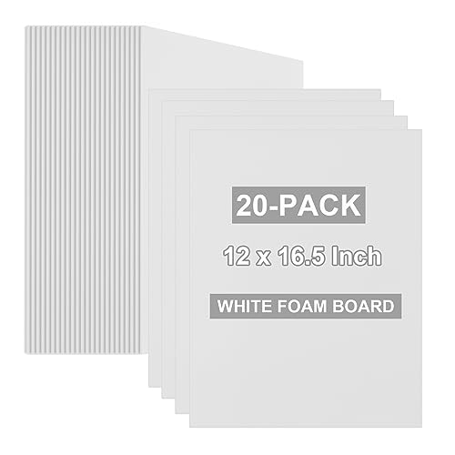 20 Pack Foam Boards 12x16.5in White Foam Core Board for Projects