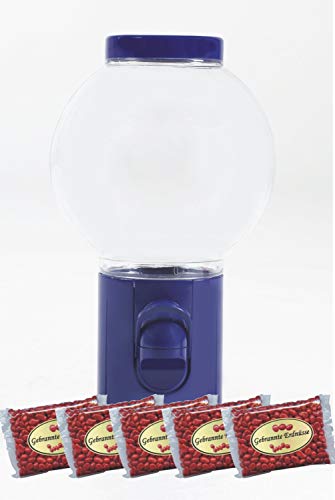 Dispenser, pindadispenser, snoepdispenser, grondnotenpitten, notenautomaat, gebrande pinda's, draggeerd, de klassieker uit de automaat voor thuis (blauw en 1000 gr noten)