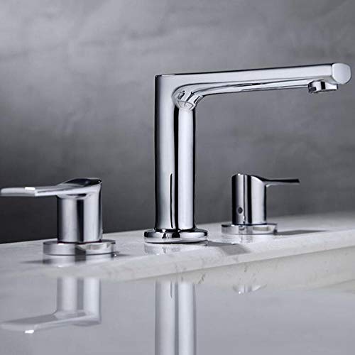 Mitigeur de lavabo 3 trous à double poignée rétro chic noir mat - 4