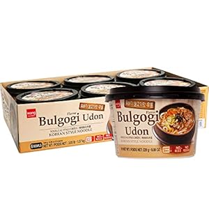 Wang Korean BBQ Bulgogi Flavored Udon Noodle Bowl, Rich and Sweet, 8.08 Ounce, 6 Cups of Noodles