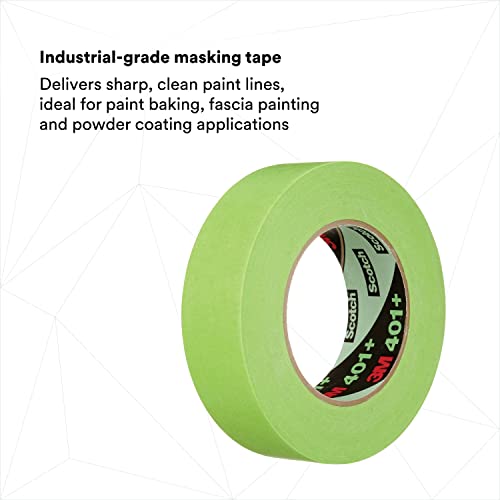Image of 3M High Performance Green Masking Tape 401+, Superior Adhesion, Clean Removal, Highly Conformable, Paint-Bleed Resistant, 36 mm x 55 m, Individually Wrapped Roll, 1 Each