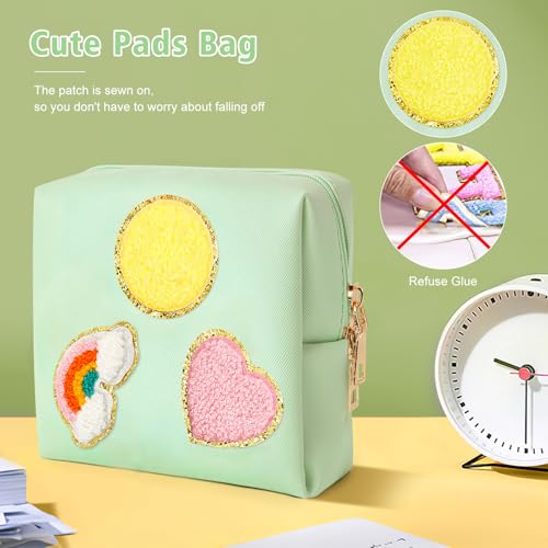 Image of airogym Period Bag for Women, Sanitary Napkin Storage Bag, PU Leather Sanitary Pad Bags for Panty Liners, Tampons, Menstrual Cup Pouches, Sanitary Pads Organizer with Zipper