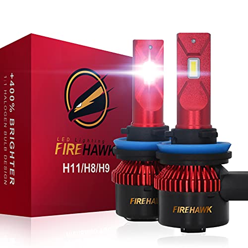 Firehawk 2022 New H11 H8 H9 LED Bulbs, 15000LM Japanese CSP, 400% Brightness, 200% Night Visibility, 6000K Cool White, Pack of 2
