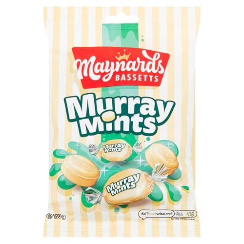 Maynards Bassetts Murray Mints Sweets Bag, Creamy Mint Flavour, Bulk Classic Sweets, 193 g Sharing Pack (Pack of 12)