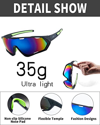 Baseball Sunglasses For Men, Women And Youth, Sports Cycling Glasses Suitable For Climbing Running Driving, Jiego Uv 400 Protection(Green) #TOP3