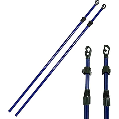 2.4M Heavy Duty Galvanized Metal Pole,Telescopic Extendable Home Garden Washing Line Clothes Laundry Support Pole Props - Easy Twist and Lock Mechanism (2) Cover