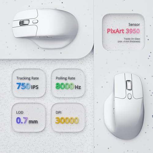 Image of Keychron M6 8000 Hz Wireless Bluetooth 2.4 GHz /Wired Connection Mouse, Lightweight Body Programmable PixArt 3950 Sensor for Windows Mac Linux - White