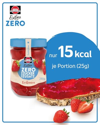 Schwartau Extra Zero Erdbeere | Ohne Zuckerzusatz | 15 kcal pro 25g | 280 g