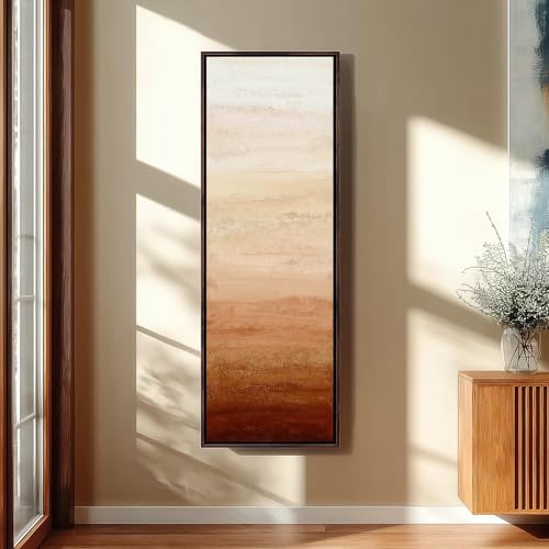 Peinture abstraite verticale style graffiti sur toile marron minimaliste