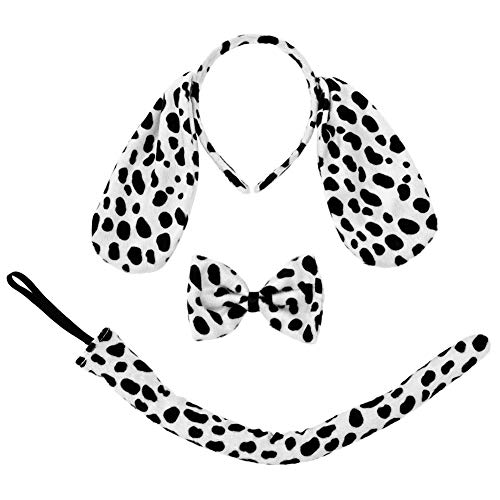 SeasonsTrading Dalmatian Dog Ears Headband Tail & Bow Tie Costume Set Party Kit