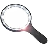 Magnifying Glass with Extra Large Lens and Bright LED Ring Light - Ideal for Reading, Inspecting, Schools, Exploring, Computers and Cell Phones