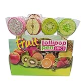 ENSEMBLE CRÉATIF: Lot de 4 stylos-sucettes au design fruité avec des motifs réalistes de pastèque, pomme, kiwi et fruits du dragon