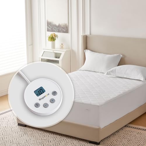 Wapaneus Diamond Qquilted Heated Mattress Pad Twin Size 10 Heat Settings with 1-12 Hours Timer Auto Off Deep Pocket Fits up to 18 Microfiber Bed Warmer ETL Listed Machine Washable 39x75
