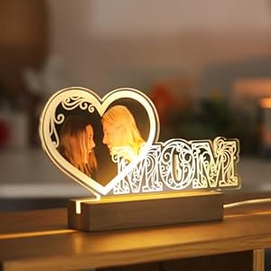 Personalized Mother’s Day Gifts from Daughter, Custom Heart-shaped Photo Acrylic Plaque, Mother’s Day Gift for Grandma Mom, Christmas Gift